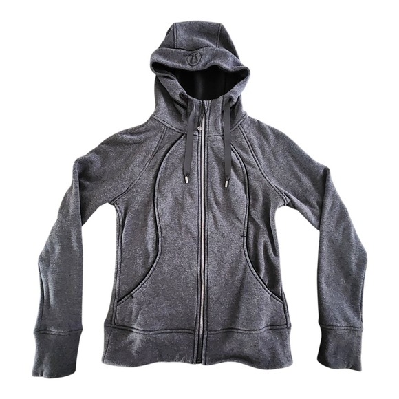 Lululemon Scuba‎ Full Zip Hooded Jacket Fleece Lined Size 6 Gray Pockets Stretch - Picture 1 of 9